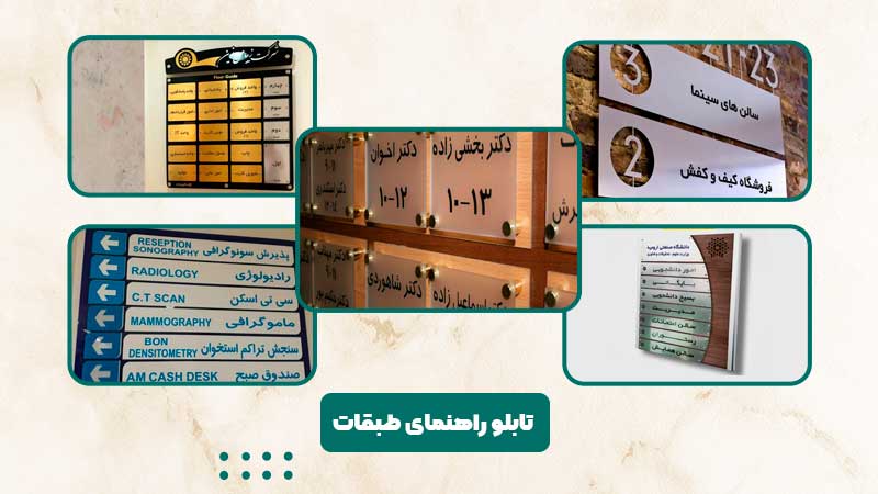 نمونه تابلوهای راهنمای طبقه ادارات، ساخته شده توسط آقای پلکسی